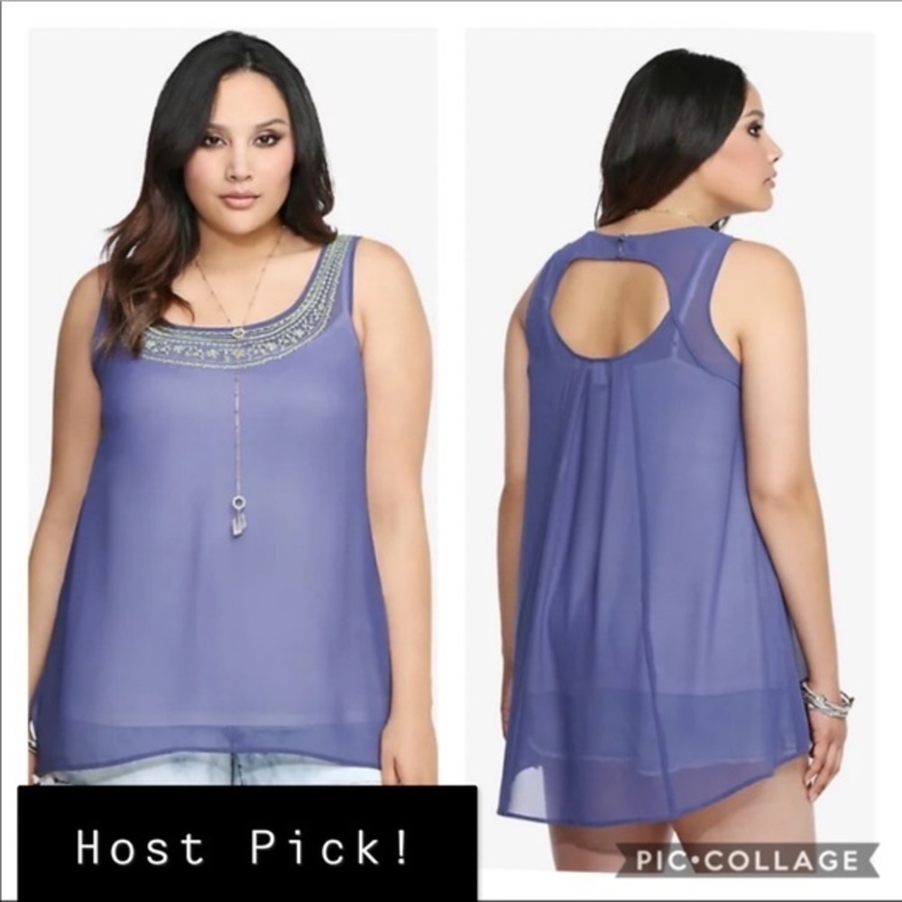 🎉Host Pick🎉 Torrid Embroidery Cutout Chiffon Tank Top